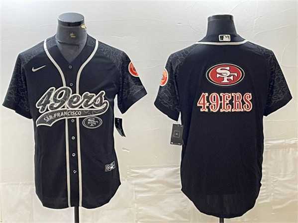Men%27s San Francisco 49ers Black Reflective Team Big Logo With Patch Cool Base Stitched Baseball Jersey